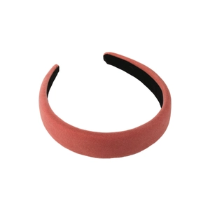 Pink velvet padded wide headband with non-slip lining and thick retro sponge design