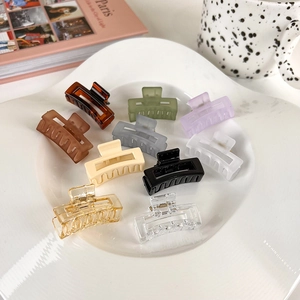 Set of matte jelly color square hair claw clips in varied Morandi tones for women