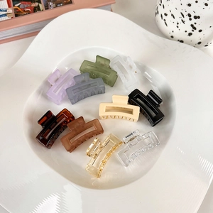 Set of 10 jelly color 4cm rectangular hollow hair claws in matte and glossy finishes