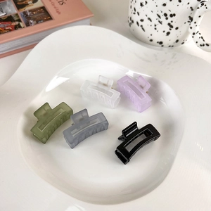 Variety of jelly color rectangular hollow hair clips in matte and glossy finishes