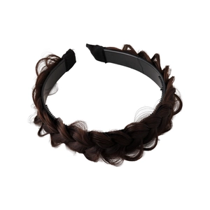 Dark brown fishtail braided headband with non-slip teeth for voluminous hair styling