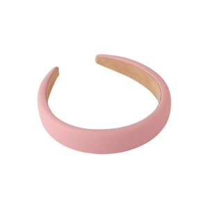 Pink thickened high-top headband with fine grain texture for women on white background