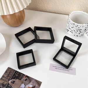 Black square PE film jewelry display box for portable earring and necklace storage