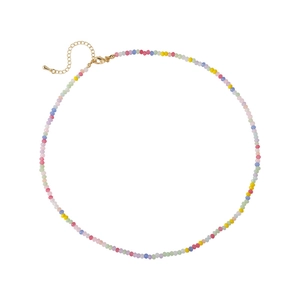 Collana di perle di cristallo colorate nei toni macaron con catena d'oro regolabile