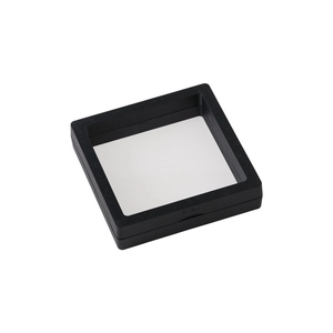 Black square PE film floating display box for jewelry storage with push opening