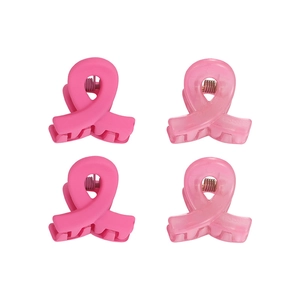 Set of 4 matte and jelly pink cross hair claws in classic ribbon shape for girls