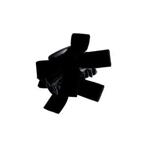 Elegant black velvet bow hair clip for women with minimalist layered ribbon design