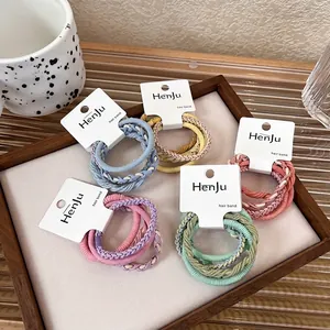 Braided Elastic Hair Ties Candy Color Fabric Hair Ropes For Women Girls Daily Sweet Hair Accessories