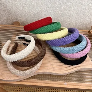 Cerchietto in Filato a Maglia Autunno Inverno Largo Spesso a Costine Minimalista Morbida Fascia per Capelli Accessori per Donna