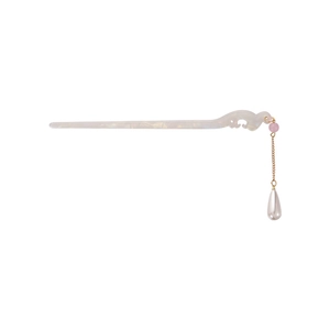 Elegant Neo-Chinese style acetate hair pin with cloud motif and pearl pendant