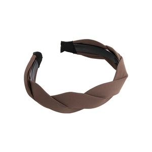 Coffee brown knot headband with twill fabric texture and anti-slip teeth for women