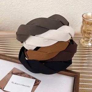 Korean Style Twisted Fabric Woven Headband Chic Wide Hair Band For Women Daily Styling Elegant Retro Hair Accessories