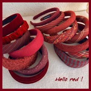 Vintage Burgundy Padded Headband For Women Autumn Winter High Cranial Top Plush Hairband Retro Tweed Velvet Knitted Hair Hoop Fashion Hair Accessories Headpiece