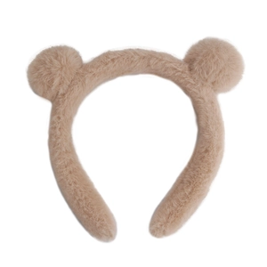 Serre-tête oreilles d'ours en peluche marron doux pour le lavage du visage et les soins