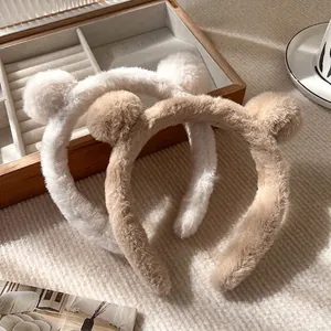 Bandeau en Peluche avec Oreilles d'Ours pour Femmes Serre-tête en Fausse Fourrure Douce Accessoires Cheveux Automne Hiver