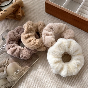Scrunchie Morbido Peluche da Donna Elastico per Capelli in Ecopelliccia Tinta Unita Lavorato a Maglia per Autunno Inverno