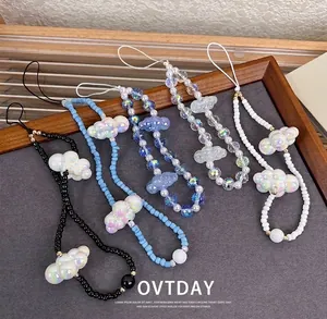 Aurora Irisierende Wolke Perlen Handykette Süßes Harz Perlen Armband Personalisiertes Irisierendes Handyzubehör Für Damen
