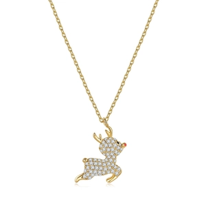 Collier renne courant élégant plaqué or avec des pierres de zircone cubique blanches