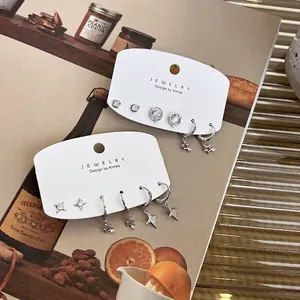 Copper Rhinestone Star Planet Earrings Jewelry Collection Elegant Starry Moon Stud Earrings For Women Korean Fashion Accessories