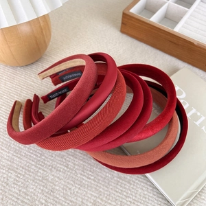 Elegant red velvet and satin headbands set with anti-slip liner and handmade label