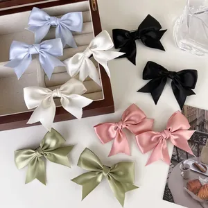 Süße Satin Schleife Haarklammer Für Damen Mercerisierter Stoff Entenschnabel Clip Elegantes Handgefertigtes Haar-Accessoire