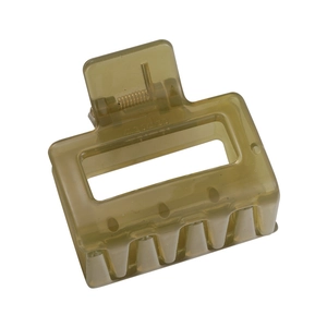 Pince à cheveux carrée vert olive translucide avec un design géométrique creux épuré