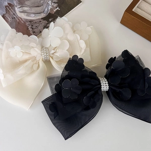 Set de barrettes nœuds en dentelle avec fleurs 3D et perles pour femmes