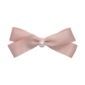 Eleganter doppellagiger rosa Satin-Bogen Haarclip mit Perle für Frauen und Mädchen