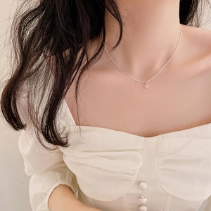 Élégant Collier Chaîne en Cuivre Pendentif en Cristal Rond Goutte d'Eau Minimaliste pour Femmes Bijoux de Mode Style Coréen