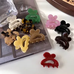 Barrette à cheveux style français en forme de nœud oreilles de lapin en acétate varié