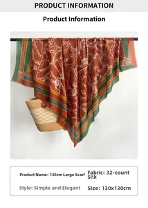 Detailed view of large square orange scarf with rope patterns and fringed edges texture