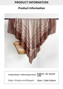 Detail of elegant chain pattern square scarf with natural fringed edges and soft texture