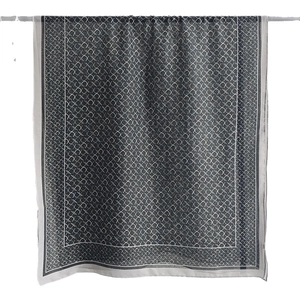 Women's chic black and white contrast geometric print scarf in soft linen cotton fabric