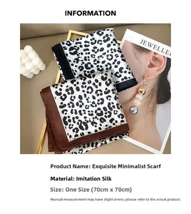 Detail of 70x70cm leopard print silk scarf with black and brown hemmed edges