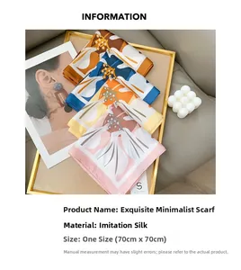 Information chart for 70x70cm floral silk square scarves in four elegant color options