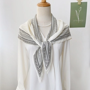 Elegant Satin Triangle Scarf For Women Paisley Polka Dot Print Vintage Lightweight Decorative Neck Scarf Spring Autumn Fashion