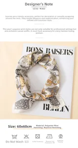 Detail of 60x60CM square silk scarf with animal print on magazine backdrop