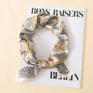 Vintage Animal Print Square Satin Scarf For Women Elegant Floral Pattern Silk Like Chiffon Neck Scarf Fashion Accessories