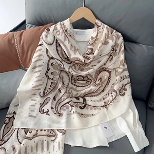 Women's Vintage Paisley Cotton Linen Scarf Breathable Bohemian Ethnic Style Shawl Wrap For Autumn Winter Decorative Scarf