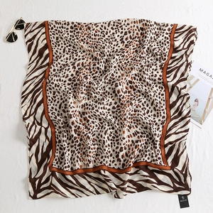 Leopard and zebra print cotton linen scarf shawl for women in brown and black