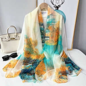 Élégant Foulard en Mousseline à Fleurs Grand Châle Doux pour Femmes Protection Solaire d'Été Enveloppant Léger et Respirant