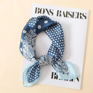Foulard in Raso Vintage Francese da Donna Paisley Pois Effetto Seta Foulard Quadrato Cravatta alla Moda Stampata Regalo