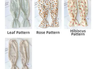 Detail showing floral print chiffon sun sleeves in rose, begonia and leaf patterns
