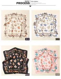 Mise à plat de foulards en soie ballet et orchestre en blanc cassé, blanc, noir et rose