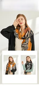 Detailed view of soft cashmere-feel fabric with stylish zebra pattern and warm texture