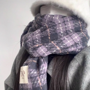 Women's Classic Plaid Scarf Thick Warm Winter Shawl Warp Knitted Polyester Tassel Large Checkered Wrap Cozy Scarf Everyday