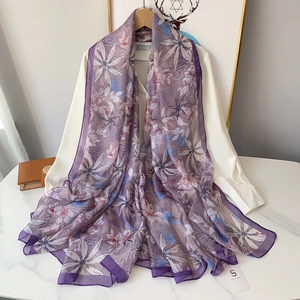 Women Long Scarf Shawl Lightweight Chiffon Sun Protection Large Breathable Floral Paisley Print Elegant Beach Wraps For Lady