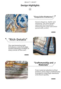 Detailed macro view of French style blue silk scarf showing fine hand-stitched hem and fabric