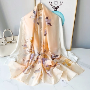 Elegant Floral Satin Chiffon Scarf For Women Large Silk Feel Shawl Wrap For Beach Office Mother Day Fashion Accessory Gift