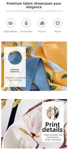 Detail of high-quality floral print silk scarf with exquisite hemming and soft fabric texture
